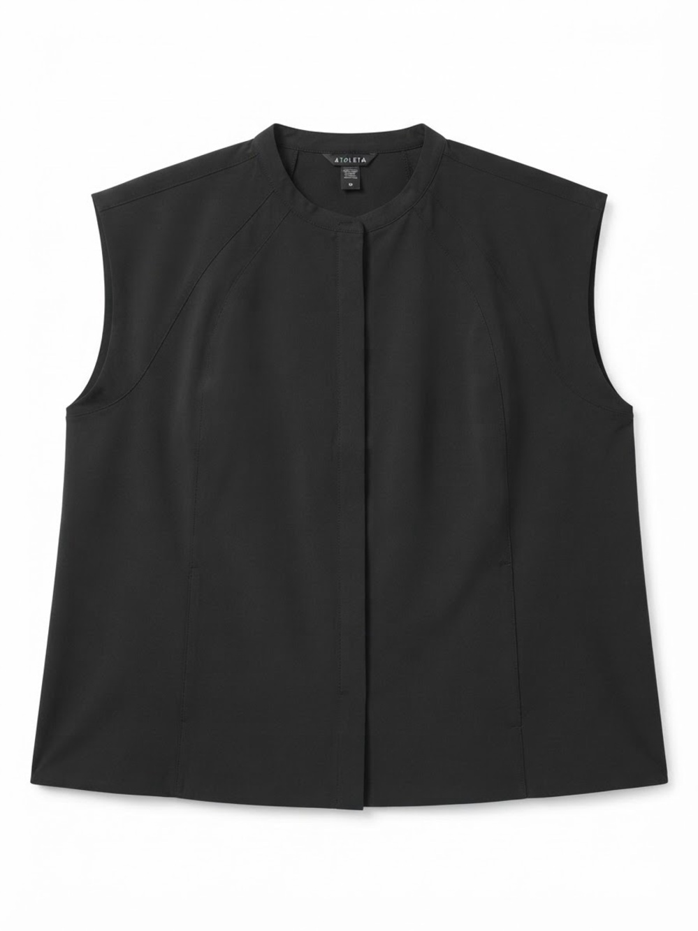 Athleta Women’s 2X Button Front Sleeveless Scrub Top Black v700026462
